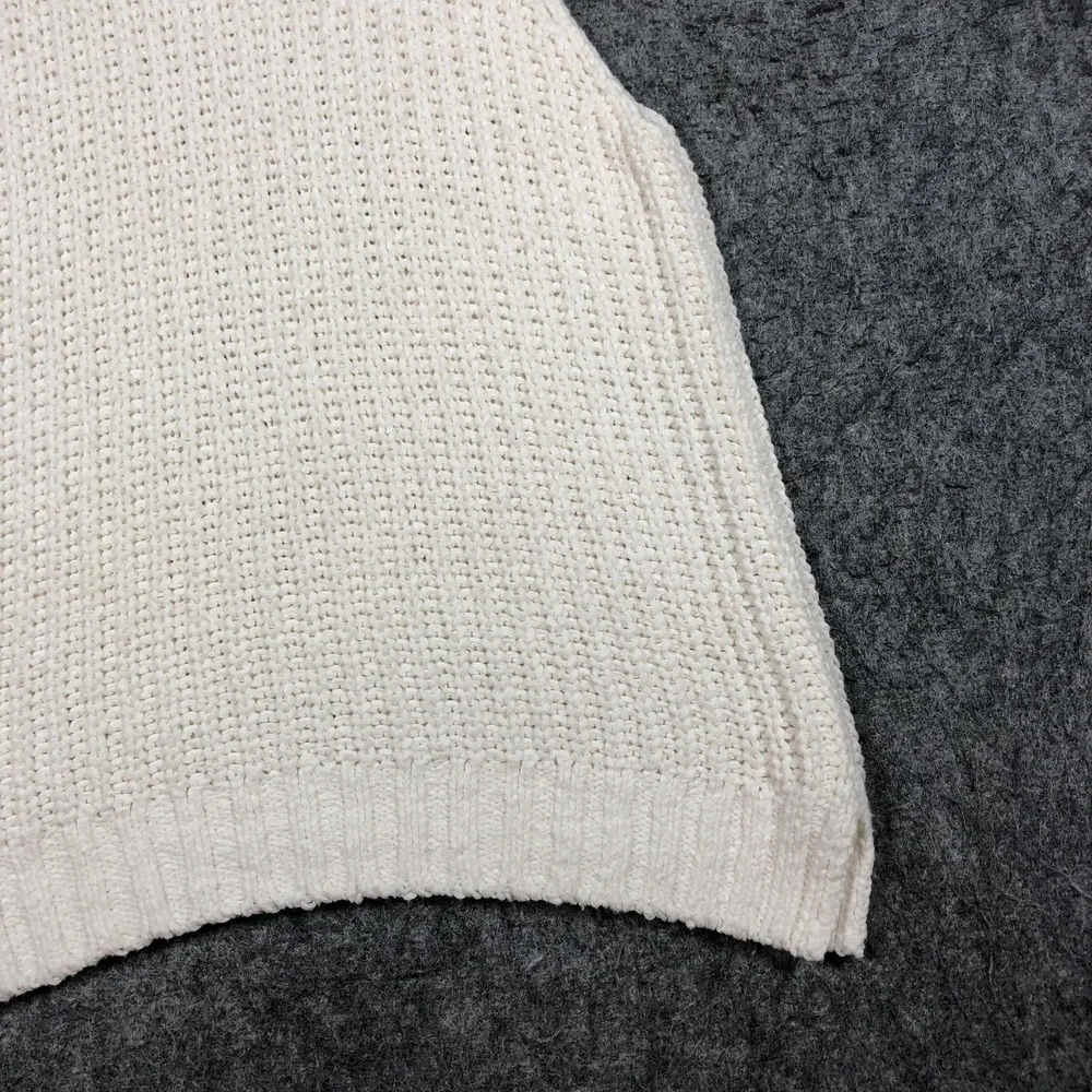 Abercrombie & Fitch Sweater Vest Womens M White Chunky Knit Sleeveless Cozy